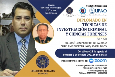 Diplomado: Técnicas de investigación criminal y ciencias forenses